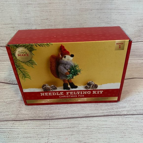 Christmas Fox Needle Felting Kit with Needles Wool Supplies Holiday Craft Decor - Picture 4 of 7